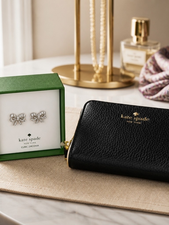 kate spade Handbags - Kate Spade Bow Meets Girl cubic zirconia 3D earrings & Kate Spade Wallet